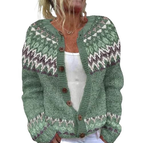 Damen-Wollweste, Jacquard, schicke und elegante Norweger-Strickjacke, Kaschmir-Fleece, Winter, warm, Mohair-Pullover mit Knöpfen, Pullover, Westen und Sweatshirts aus Strick,...