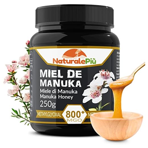 Miel de Manuka 800+ MGO de 250g. Producida en Nueva Zelanda, activa y cruda, Pura y natural. Metilglioxial probado por laboratorios acreditados. NATURALEPIÙ