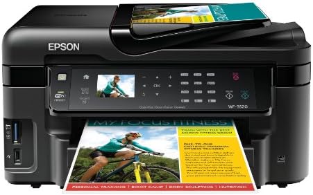 EpsonWorkForce WF-3520 Wireless All-in-One Color Inkjet Printer, Copier, Scanner, 2-Sided Duplex, ADF, Fax. Prints from Tablet/Smartphone. AirPrint Compatible (C11CC33201)