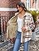 Zeagoo Fall Jackets For Women 2025 Fleece Flannel Jacket Plaid Shacket Snap Button Down Long Sleeve Shirts Grey Pink S