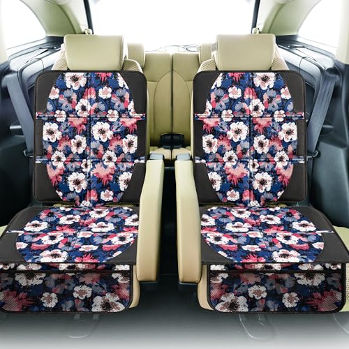 Image of Car Seat Protector for Child Car Seat, 2 Pack Baby Car Seat Covers with Mesh Pockets & Non-Slip Backing 600D Durable Seat Protector Under Baby Car Seat for Car Back Seat (Watercolor, Large)