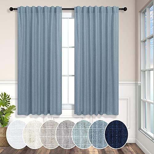 Country Blue Curtains 54 Inch Length for Bathroom 2 Panels