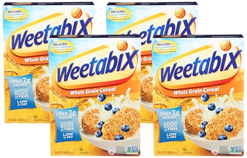 Weetabix Whole Grain Cereal Biscuits, Non-GMO Project Verified, Heart Healthy, Kosher, Vegan, 14 Oz Box (Pack of 4)
