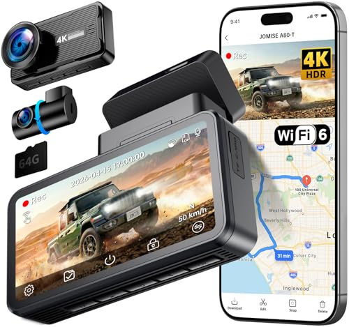 JOMISE 4K Dash Cam Front and Rear with GPS