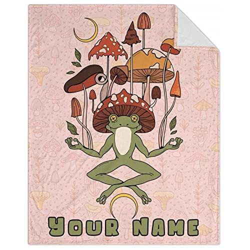 Custom Frog Throw Blanket for Baby - 30x40 Inches Lap Size - Soft Fluffy Cozy Blankets Gift - Pink Novelty Blanket Throws for Couch, Work