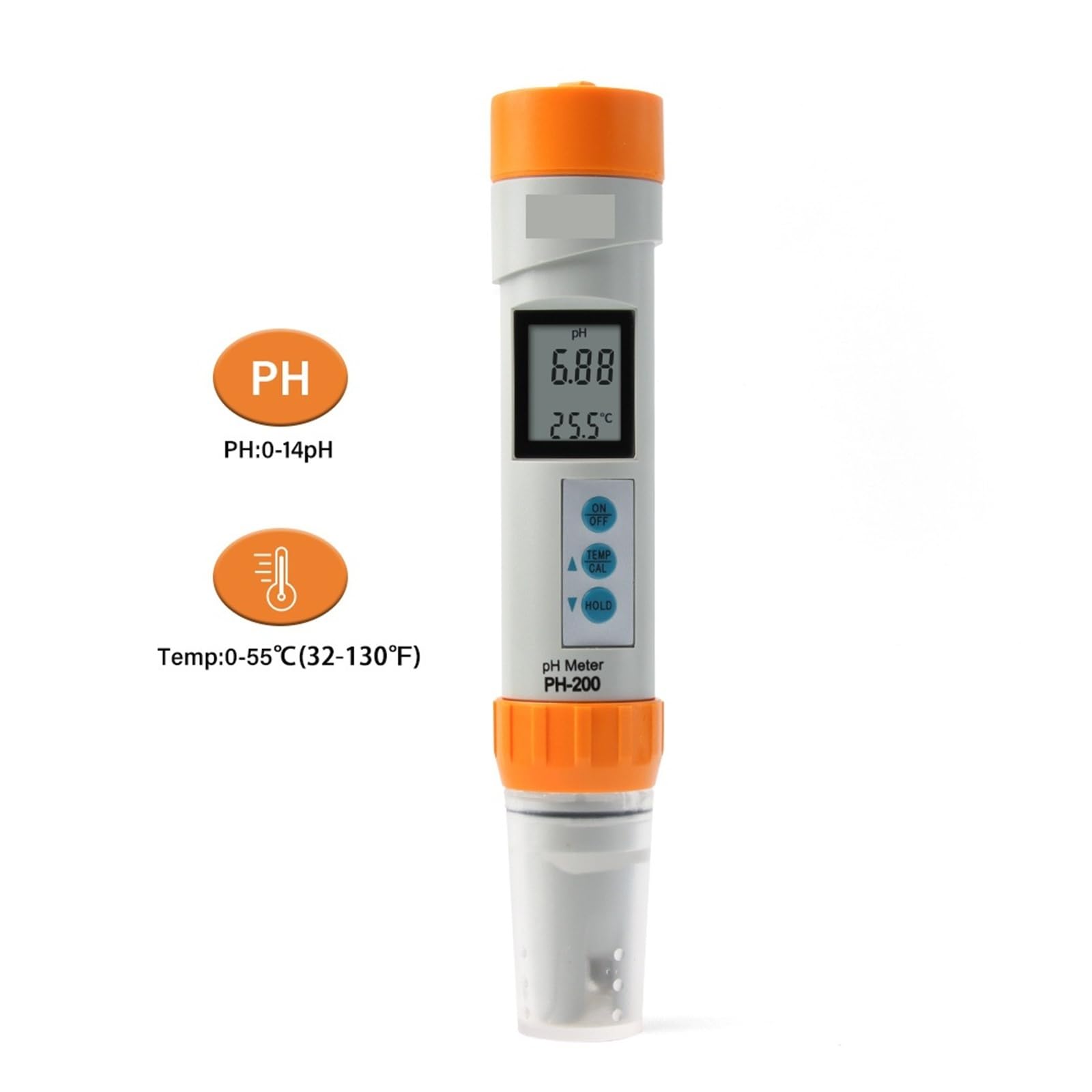 Testeur de qualité de l'eau Testeur numérique de qualité de l'eau, TDS, EC, température, pH, ± 0,1, Haute précision, étanche, for Aquarium et Piscine(Oranje)
