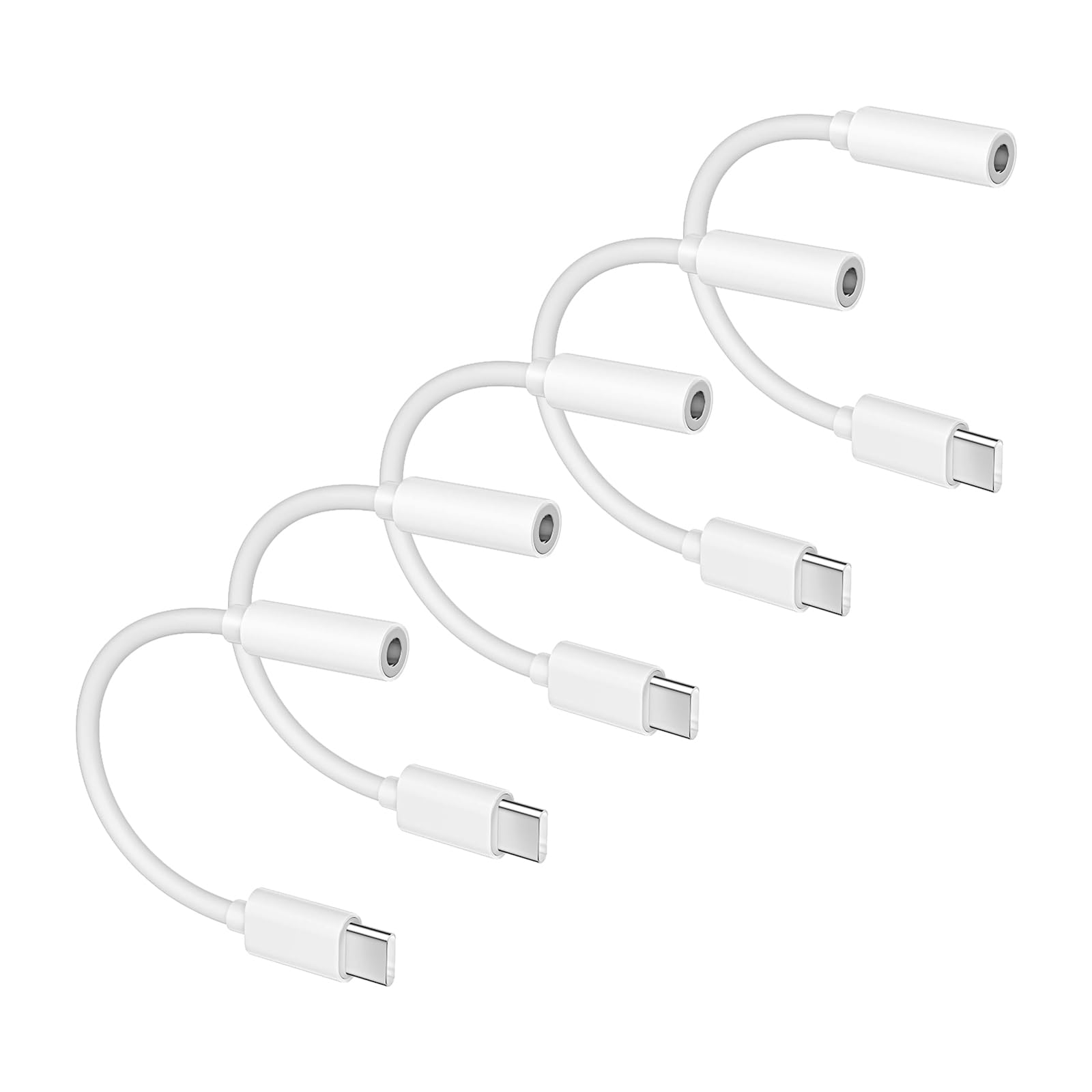5 Pack USB C to 3.5mm Headphone Jack Adapter Type C Audio Aux Cable Dongle Compatible with iPhone 16/15/15 Plus/15 Pro/15 Pro Max/iPad/Pixel, Samsung