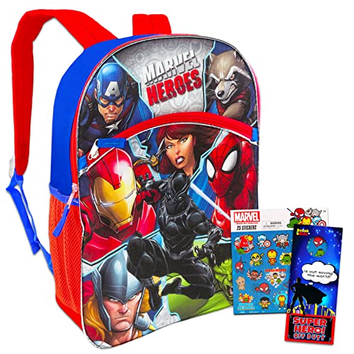 Marvel Avengers Backpack For Kids - Bundle With 16 Inch Avengers Backpack Featuring Iron Man, Captain America, Spiderman And More Plus Spiderman Stickers (Superhero Backpacks) #TOP14
