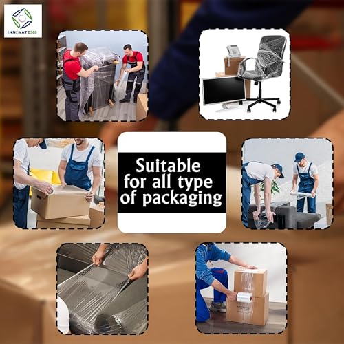 Image of Transparent Stretchable Packing Material wrap Roll-12 inch (30 cm) |Multipurpose Wrap by Superfelt | Versatile, Eco-Friendly, Strong| OXO-Biodegradable | Heavy Duty, Fragile Packing (350 Meter Long)