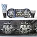 Vintage Dude 40th Birthday Party Supplies Pack for 16 Guests | Straws, 16 Dessert Plates, 16 Luncheon Napkins, 16 Cups, and 1 Tablecover |Fantastic 40th Birthday Party Decorations for Men or Women