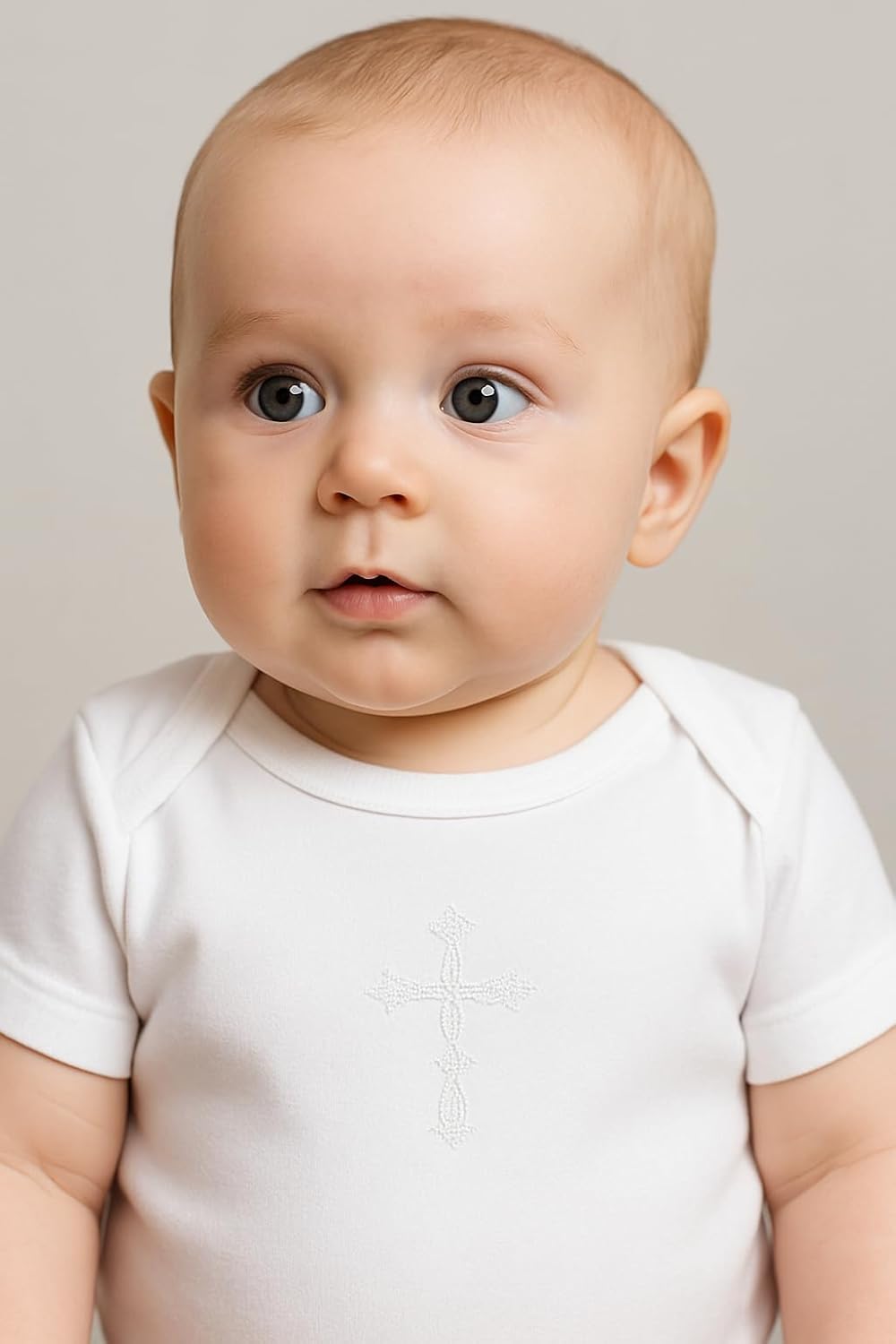 Little Things Mean A Lot Unisex Baby Poly Cotton Button Up White Dress Shirt Bodysuit Romper with Collar