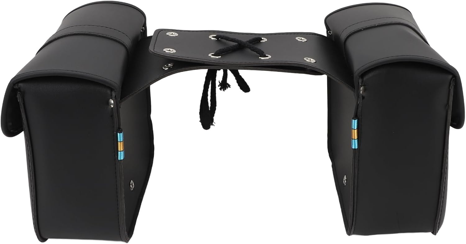Motorcycle Saddlebags, Universal PU Leather Motorcycle Side Tool Saddle, Cycling Luggage Bag Throw Over Saddlebags Slant Pouch Panniers Box Quick Release Buckles