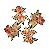 FRCOLOR 2 Paare Koi Fisch Stickerei Bügelflicken mit Pailletten Chinesischer Karpfen Aufnäher für Kleidung Jeans Jacken Taschen Diy Reparatur und Kreative Textildekoration