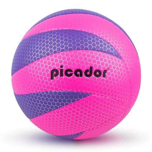 PP PICADOR Balón de voleibol oficial tamaño 5, pelotas de voleibol de poliuretano suave al tacto para jóvenes principiantes, para interiores y exteriores, playa, voleibol, entrenamiento, deporte (rosa