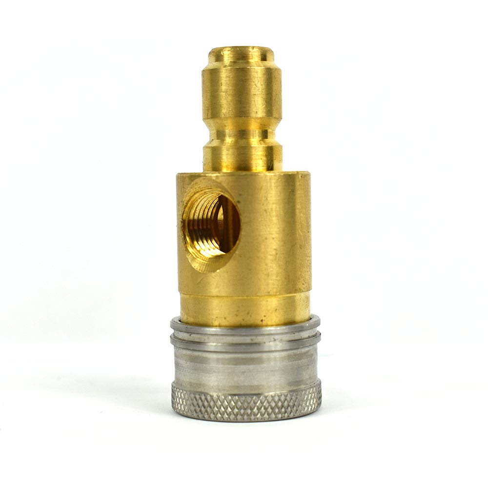 Interstate Pneumatics PW7163 3/8 Inch Pressure Washer Quick Coupler Gauge Brass Fitting with Stainless Steel Collar