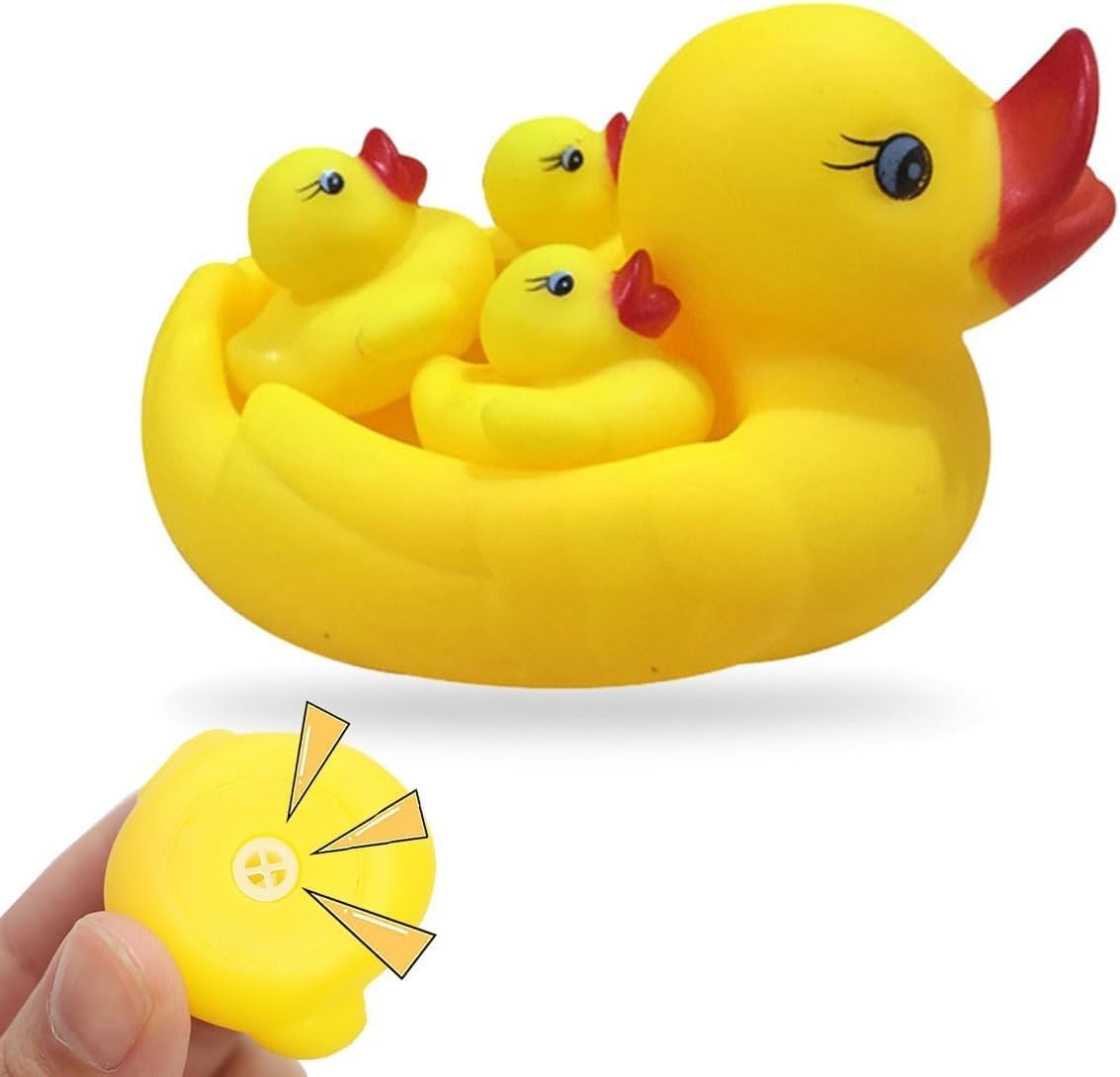 Float & Squeak Mini Rubber Duck Family: Bath Time Fun with Mother Duck and Three Adorable Ducklings