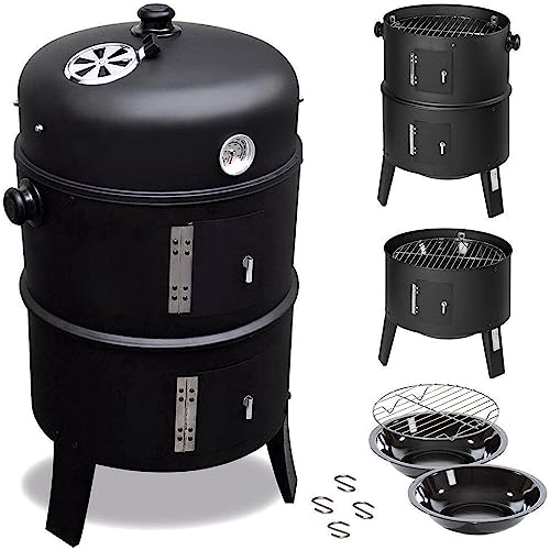 MaxxGarden Tronco para ahumar – Barbacoa de carbón vegetal – para diferentes propósitos – 40 x 72 cm – Negro