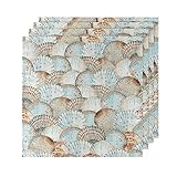Abstract Seashell Cloth Napkins, Set of 4 Soft Reusable Dinner Napkins Cloth 20x20 inch Washable Pol