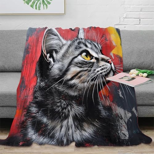 Plaid chat 3D chaud et doux pour soulager les soirées fraîches