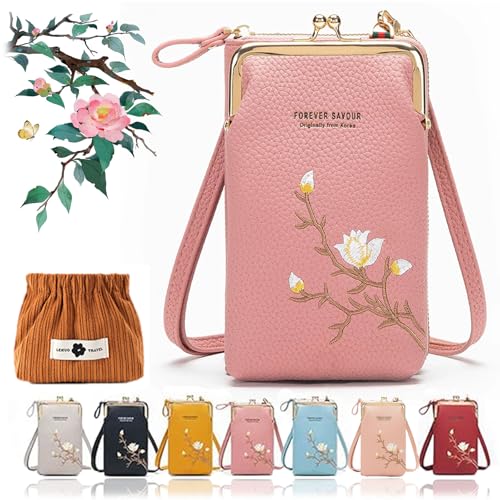 Women Sling Cross-Body Wallet with Mobile Cell Phone Holder, Cellphone Purse Wallet Card Clutch Travel Pocket