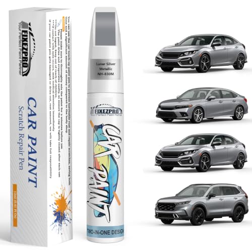 Image of NH-830M Lunar Silver Metallic Car Touch Up Paint for Honda, Color Match Auto Paint Repair Pen, Professional Car Scratch Repair Pen Kit Quick & Easy to Use and Fix