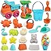 balnore Juguetes de arena para niños y niñas, juego de 22 juguetes de playa en bolsa de red reutilizable, caja de arena con cubo de coche, molinillo de arena y otras herramientas.