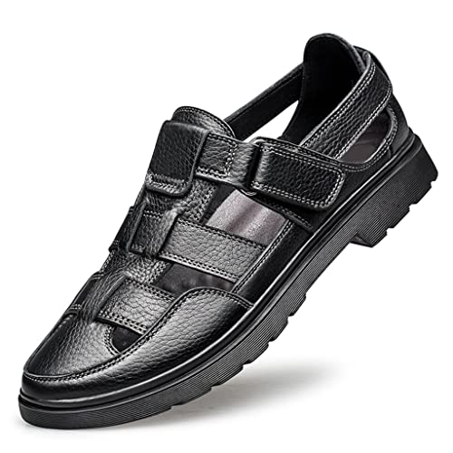 Leather Men Sandals Business Dress Sandals Handmade Leather Shoes Men Beach Sandalias(42 Code)