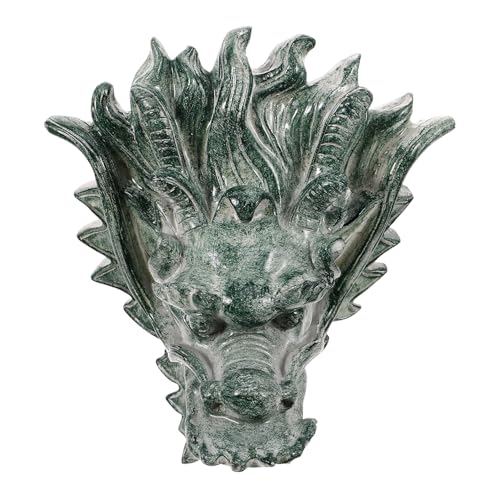 SHINEOFI Fuente de Jardín de Resina con Salida de Agua Forma de Cabeza de Dragón para Decoración Exterior Resistente Instalación Sencilla