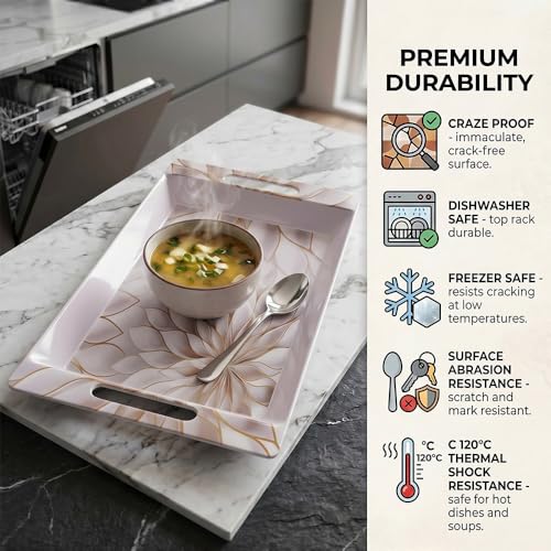 Image of U.P.C Serving Tray Set of 2 / Tray Set for Serving Premium Printed Tray for Serving /Multi-Use Serving Plate (Small, Medium)