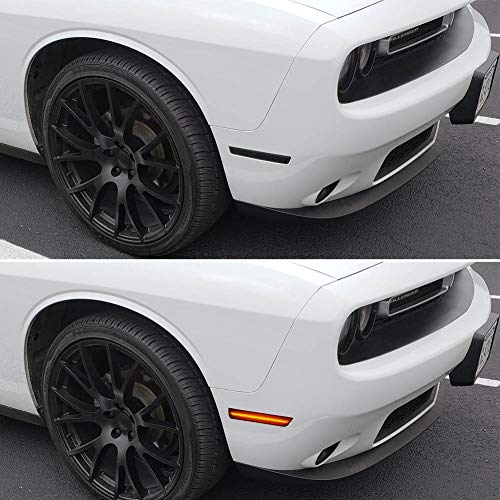 Smoked Lens Challenger Amber/Red Front Rear LED Side Marker Light Kits for Dodge Challenger 2008 2009 2010 2011 2012 2013 2014 180-SMD LED Turn Signal Driver and Passenger Sidemarker Lamps Replacement - Thumbnail 2