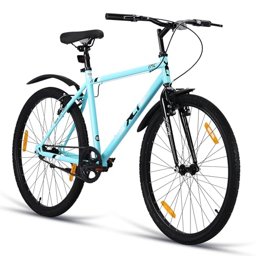 Image of XCi Epic Hybrid Bike, 26-Inch Tires, Single Speed, Rigid Suspension, V-Brakes, Youth 12+ Years, 17-Inch Ultra Light Steel Frame, Aqua Blue