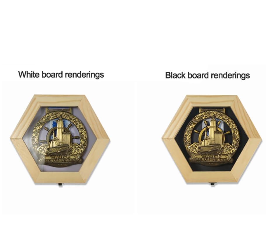 Luminexia Marco de exhibición de Medalla Hexagonal,Caja de Sombra para medallas,Caja de exhibición de suspensión de Medalla,Caja de Almacenamiento de Medalla de combinación de Panal