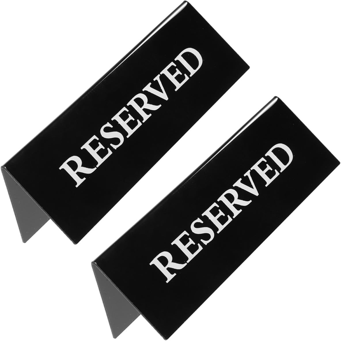 Decorative Reserved Sign 2pcs V-shaped Acrylic Tabletop Signs Black Base White Letter 20x7cm Compact Multi-function Table Reserved for Restaurant Dining