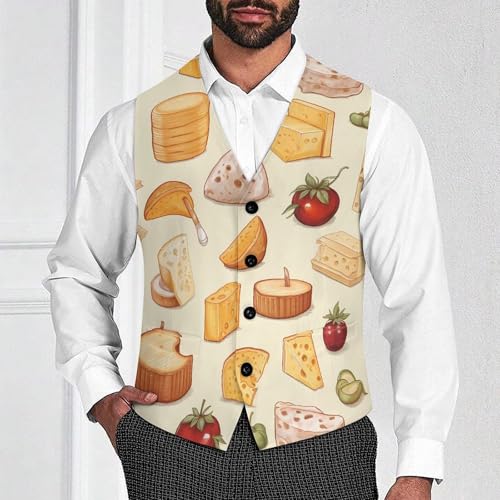 Cheese Men's Suit Vest Casual Business Slim Fit Waistcoat Vests for Tuxedo2