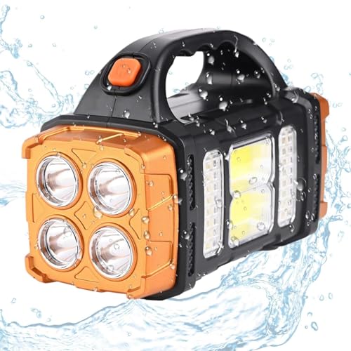 Image of Solar Torch Light, Portable Handy Flashlight with USB Charging,Twin Bulb Led & Cob for Farmer, Hunting, Camping, Outdoor & Everyday Task (Abs,1500 Mah, 1000 Lumen)