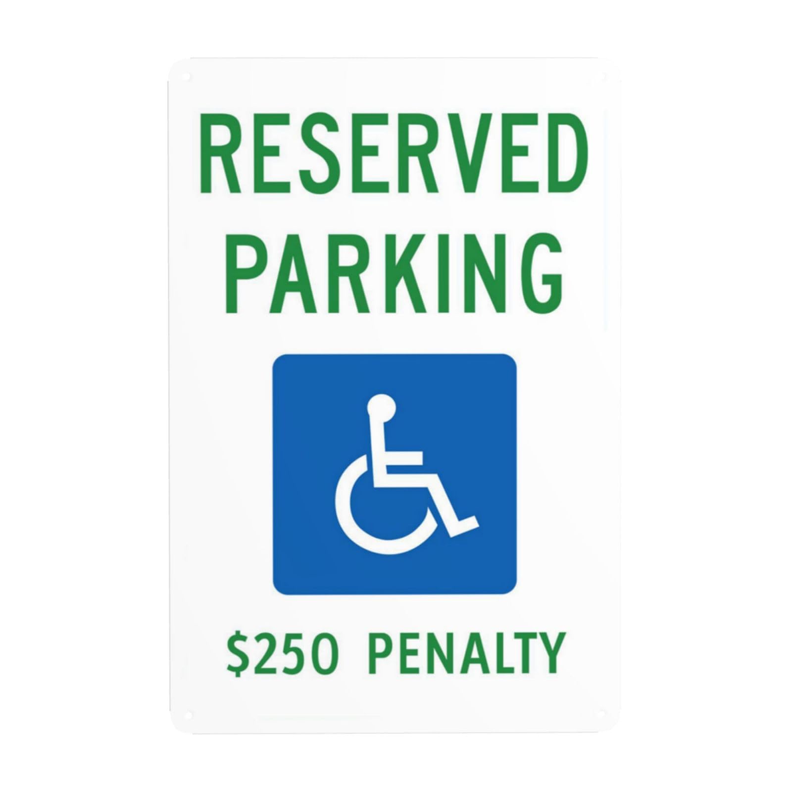 SMAZDFXX Handicap Parking Sign, Reserved Parking $250 Fine Metal Warning Signs, Cautions Security Tin Sign, Safety Signs for Street Business Wall Decor 5.5"x8"
