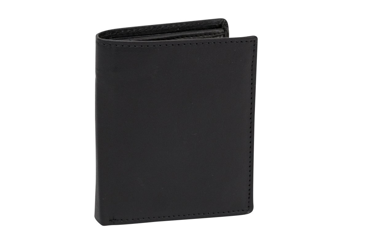 LEAS Folia blokująca RFID, bardzo cienki, mały portfel, prawdziwa skóra, czarna, Czarny, 10x8cm
