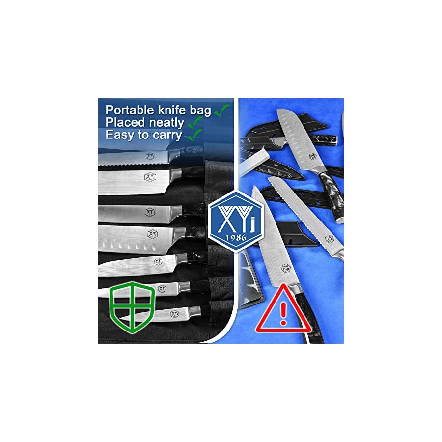 XYJ-Authentic-Since-19868-pieces-Japanese-Chef-Knives-Set-With-Rolling-Bag-SheathStainless-Steel-Cutlery-Culinary-Kitchen-KnivesErgonomics-HandleParing-Santoku-Slicing-Cooking-Knives-Tools XYJ Authentic Since 1986,8-pieces Japanese Chef Knives Set With Roll Bag & Sheath,Stainless Steel Cutlery Culinary Kitchen Knives,Ergonomics Handle,Paring Santoku Slicing Cooking Knives Tools