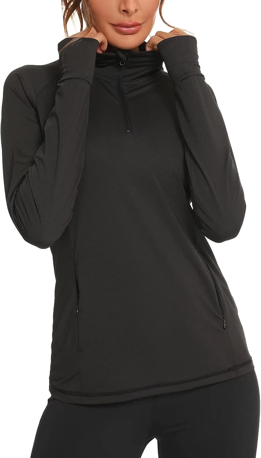 We1Fit Womens UPF 50+ Sun Protection Shirts Long Sleeve Half Zip Pullover with Pockets : Clothing, Shoes & Jewelry