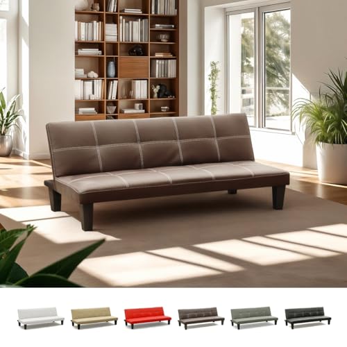Produce Shop Sofá Cama 3 plazas Cuero Polipiel Topazio Pronto letto - Marrón