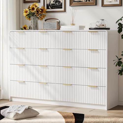 SINROM Fluted Dresser for Bedroom, 10 Drawer Double Dressers, 55"