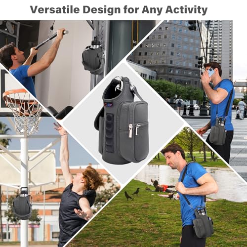 Image of icolor Magnetic Gym Bag Water Bottle Holder Carrier with Phone Pockets & Shoulder Strap Small Gym Bag 5 Built-in Magnets Gym Accessories Organizer Magnetic Bottle Pouch for Men Women (Gray)
