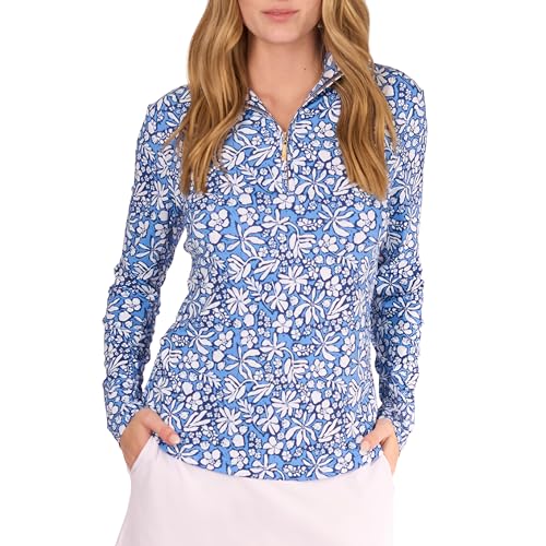 Cabana Life Long Sleeve Sport Top, Breathable, UPF 50+,Quarter Zip, Nylon/Spandex