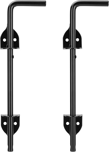 Perno de caña de 12 pulgadas, barra de caída de alta resistencia, acero sólido negro, pestillo de tierra para puertas de madera, PVC, vinilo, metal,