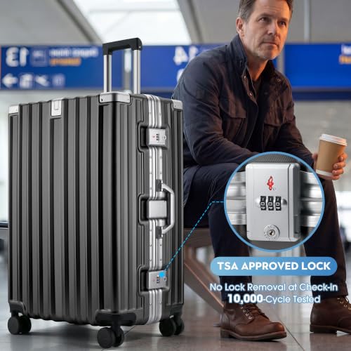 Image of Zipperless Luggage, 24 Inch Checked Suitcase | Checked Luggage, 9H Scratch PC Hardshell, Aluminum Frame, TSA Lock, 360 Spinner Wheels, Gray