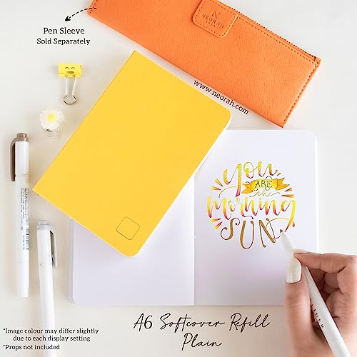 Image of NEORAH - A6 Notebook SOFT COVER | Journal REFILL | Unruled Notebook Journal | 110 GSM | 160 pages (Size 14.8 cm x 10.5 cm) Planner Journaling Writing Note Taking Diary-YELLOW