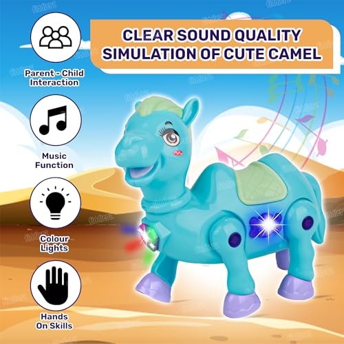 Image of Zest 4 Toyz Musical Toy for Kids | Musical Camel Toy for Kids | Flashing Lights & Sound Toys | Interactive Baby Crawling Toy | Battery Operated Toys | Birthday Gift for Boys and Girls - Blue