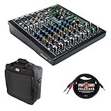 Mackie ProFX10v3 10-Channel Sound Reinforcement Mixer with Built-In FX, Gator Cases G-MIXERBAG-1515 Mixer Bag & Stereo Cable 10' Bundle