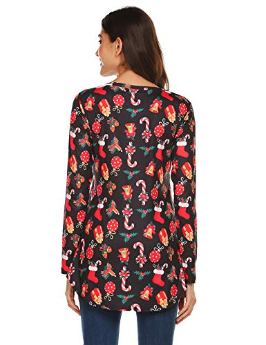 Weihnachtspullover für Damen mit Rentiermotiv und Langarmshirt