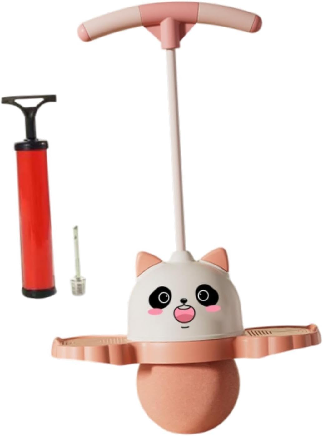 pistro Panda Pogo Ball with Handle - Kids Bouncing Ball Pogo Stick for Exercise & Balance Games (Panda Shape)- Pink
